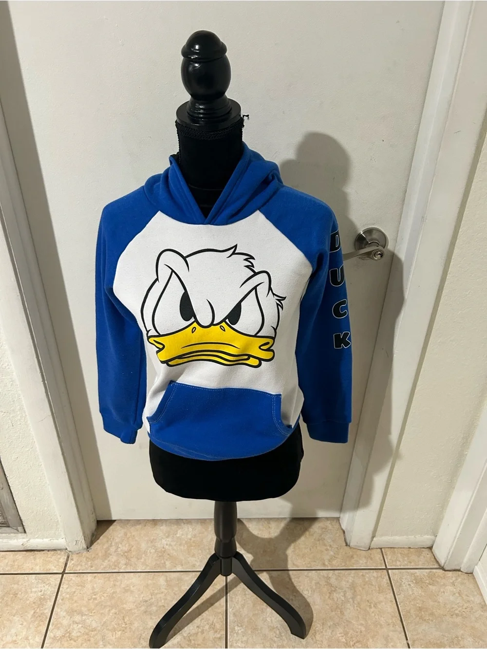 Blue & White Kids Hoodie with Donald Duck Face